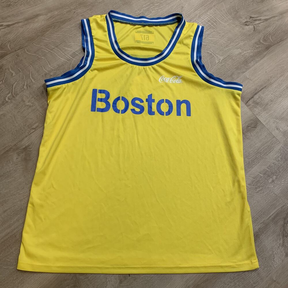 MLB Boston Red Sox City Connect Basketball Jersey #5 Men's XL Yellow Blue 617